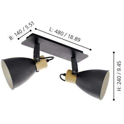 Eglo - Usmjerno rasvjetno tijelo 2xE27/40W/230V