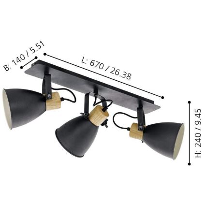 Eglo - Stropna reflektorska svjetiljka 3xE27/40W/230V