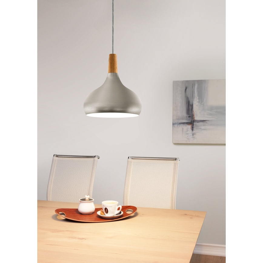 Eglo - Luster na sajli 1xE27/60W/230V pr. 28 cm srebrna - FSC certificirano