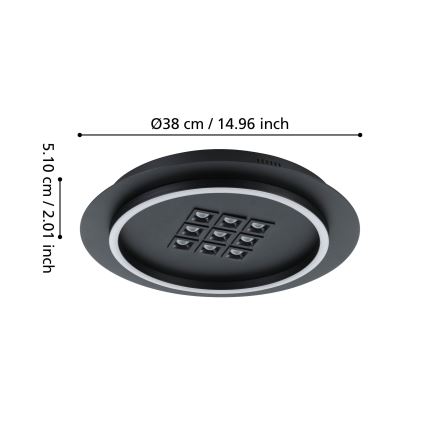 Eglo - LED Prigušiva stropna svjetiljka LED/21,4W/230V 2700-6500K crna + daljinski upravljač