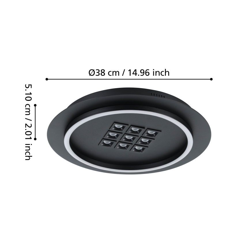 Eglo - LED Prigušiva stropna svjetiljka LED/21,4W/230V 2700-6500K crna + daljinski upravljač