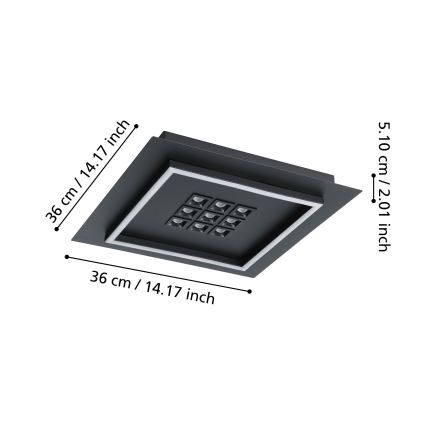Eglo - LED Prigušiva stropna svjetiljka LED/21,4W/230V 2700-6500K crna + daljinski upravljač