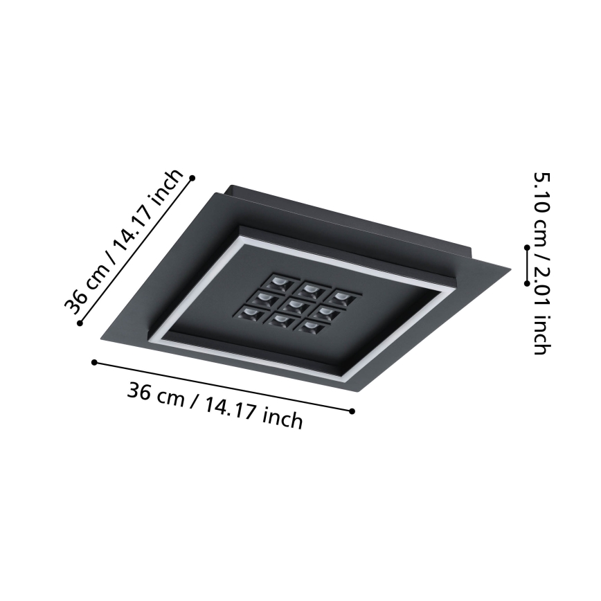 Eglo - LED Prigušiva stropna svjetiljka LED/21,4W/230V 2700-6500K crna + daljinski upravljač