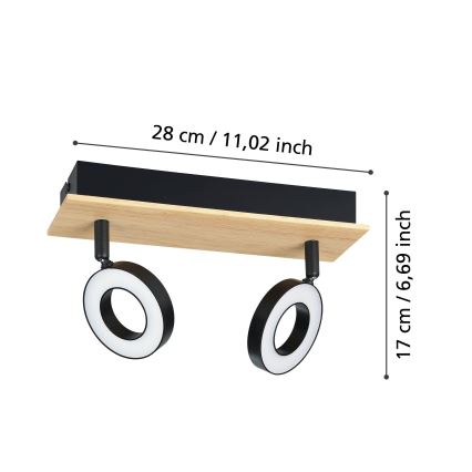 Eglo - LED spot svjetiljka 2xLED/4,2W/230V crna/smeđa