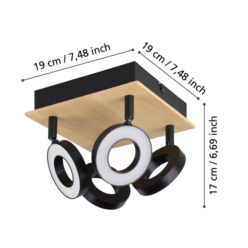 Eglo - LED spot svjetiljka 4xLED/4,2W/230V crna/smeđa