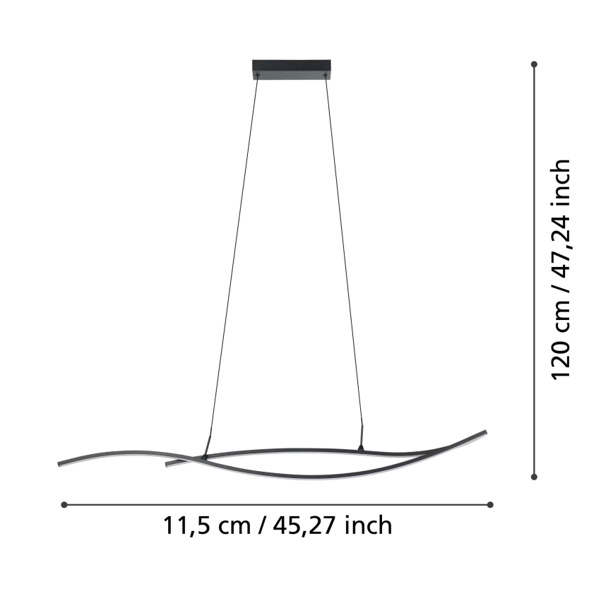 Eglo - LED Luster na sajli LED/20W/230V 4000K crna