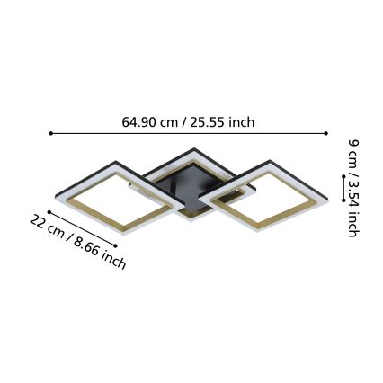 Eglo - LED Prigušiva stropna svjetiljka LED/20W/230V 4000K crna/zlatna