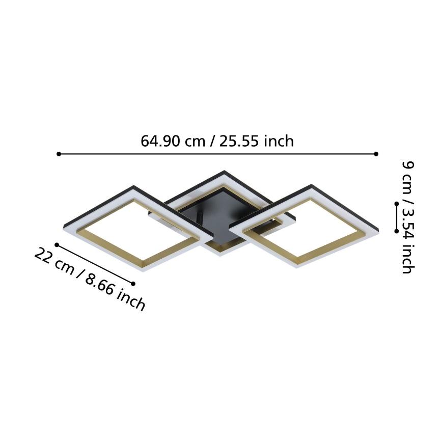 Eglo - LED Prigušiva stropna svjetiljka LED/20W/230V 4000K crna/zlatna