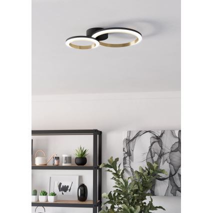Eglo - LED Prigušiva stropna svjetiljka LED/12W/230V 4000K crna/zlatna
