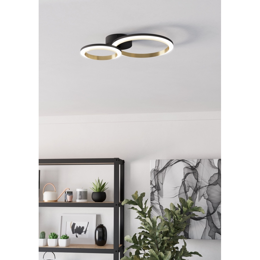 Eglo - LED Prigušiva stropna svjetiljka LED/12W/230V 4000K crna/zlatna