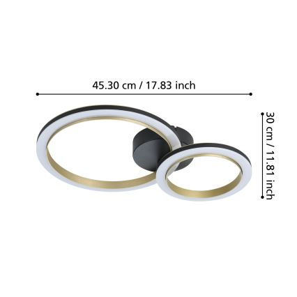 Eglo - LED Prigušiva stropna svjetiljka LED/12W/230V 4000K crna/zlatna