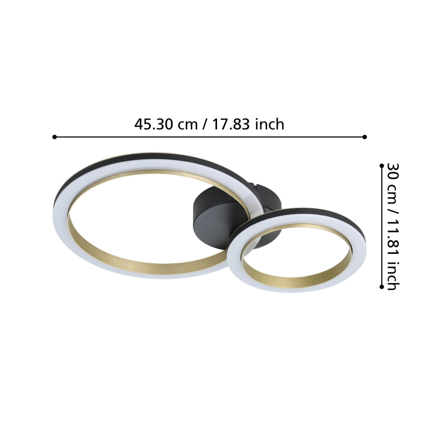 Eglo - LED Prigušiva stropna svjetiljka LED/12W/230V 4000K crna/zlatna