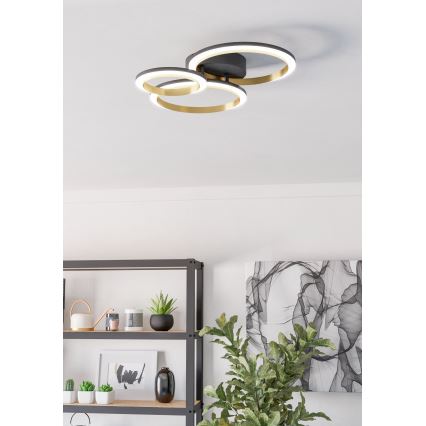 Eglo - LED Prigušiva stropna svjetiljka LED/20W/230V 4000K crna/zlatna