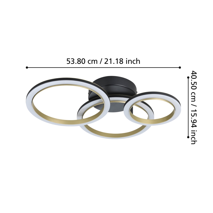 Eglo - LED Prigušiva stropna svjetiljka LED/20W/230V 4000K crna/zlatna