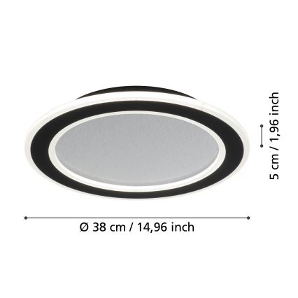 Eglo - LED Prigušiva stropna svjetiljka LED/20W/230V 2700-6500K crna + daljinski upravljač