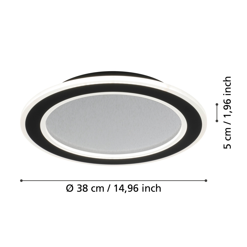 Eglo - LED Prigušiva stropna svjetiljka LED/20W/230V 2700-6500K crna + daljinski upravljač
