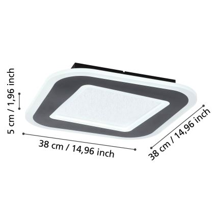 Eglo - LED Prigušiva stropna svjetiljka LED/20W/230V 2700-6500K crna + daljinski upravljač