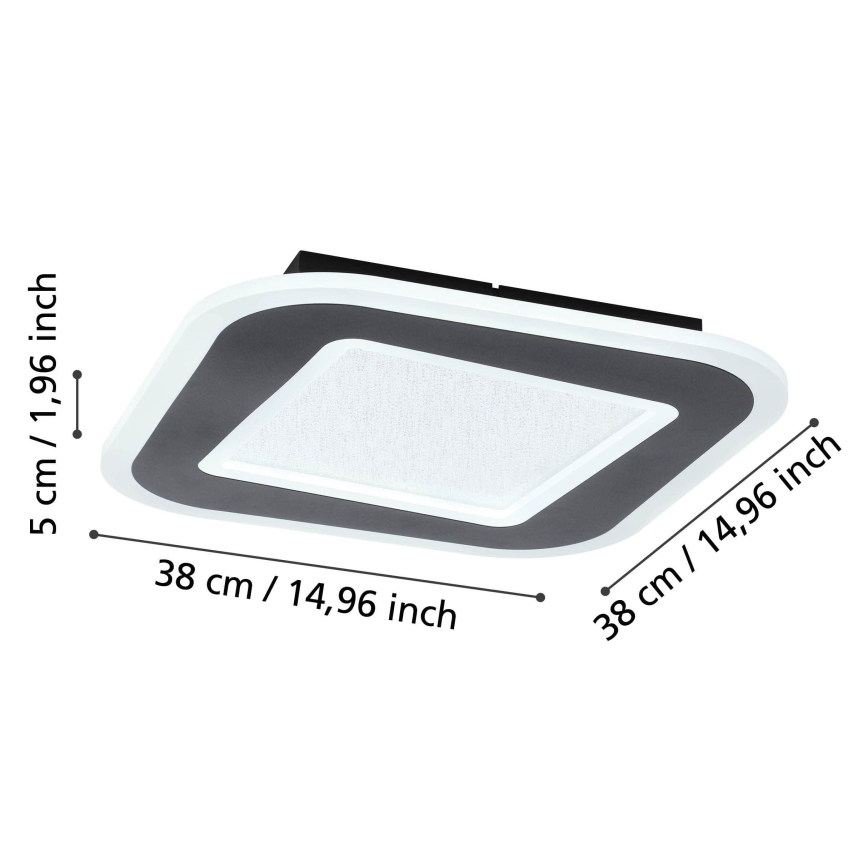 Eglo - LED Prigušiva stropna svjetiljka LED/20W/230V 2700-6500K crna + daljinski upravljač