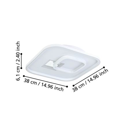 Eglo - LED Stropna svjetiljka 1xLED/16,2W/230V + 1xLED/9,2W 38x38 cm bijela