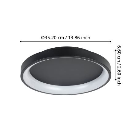 Eglo - LED Prigušiva stropna svjetiljka LED/12W/230V 2700-6500K crna + daljinski upravljač