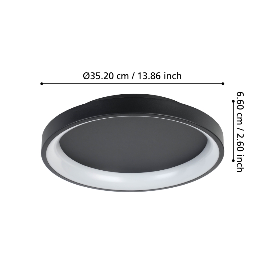 Eglo - LED Prigušiva stropna svjetiljka LED/12W/230V 2700-6500K crna + daljinski upravljač