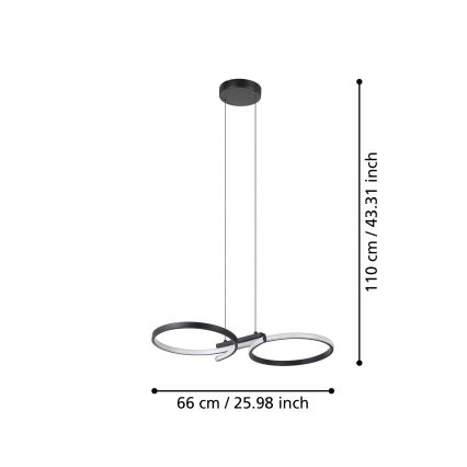 Eglo - LED Luster na sajli LED/21W/230V 3000K crna