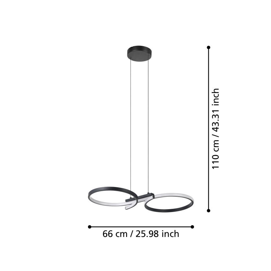 Eglo - LED Luster na sajli LED/21W/230V 3000K crna