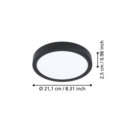 Eglo - LED stropno svjetlo FUEVA LED/11,5W/230V 2700/4000/6500K promjer 21,1 cm crno
