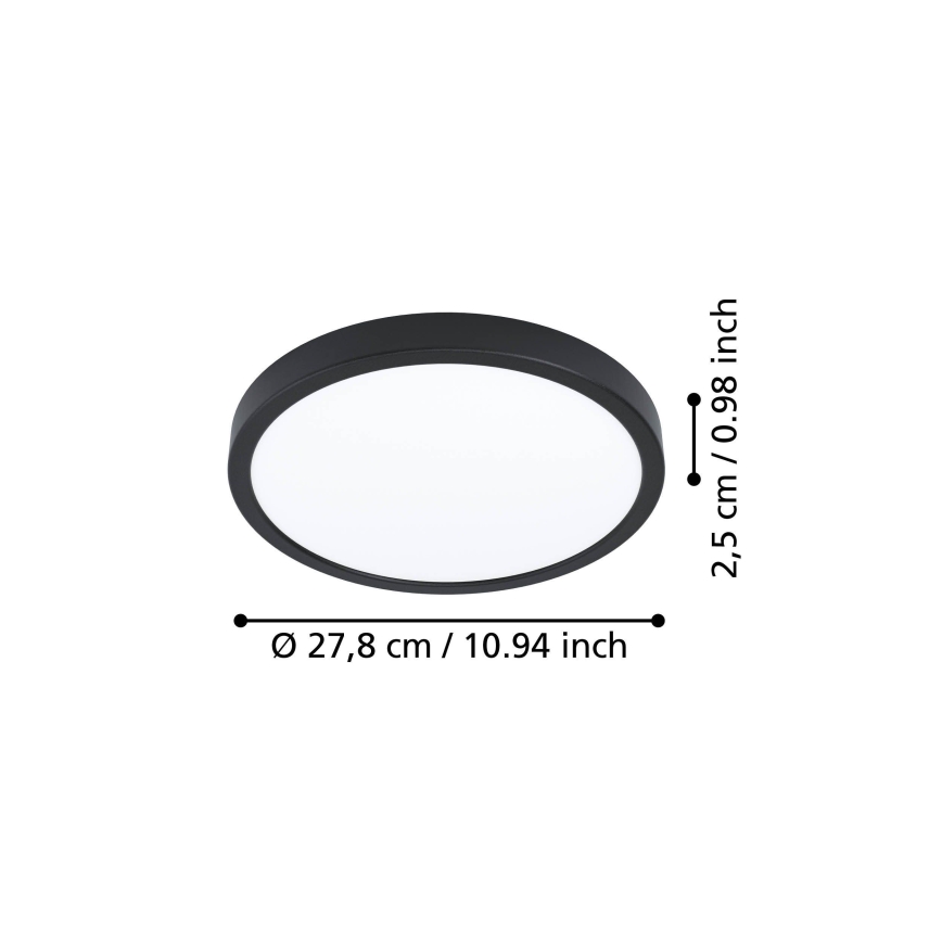 Eglo - LED stropno svjetlo LED/14,2W/230V 2700/4000/6500K Ø 27,8 cm crna