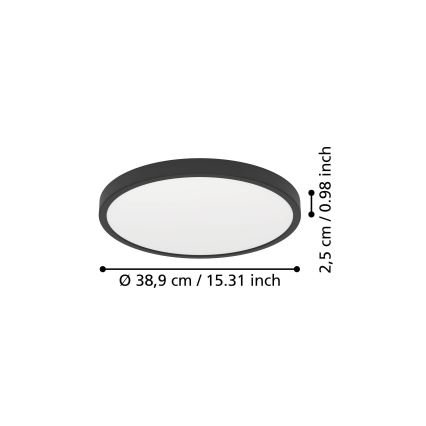 Eglo - LED stropna svjetiljka LED/17W/230V 2700/4000/6500K Ø 38,9 cm crna