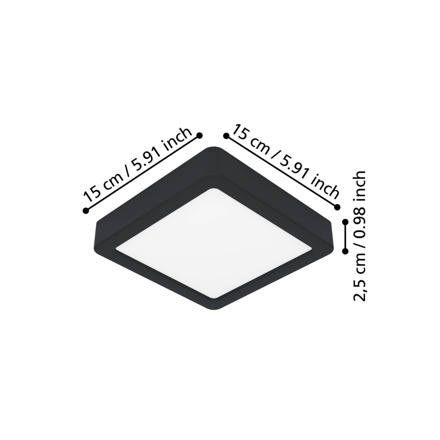 Eglo - Stropna LED svjetiljka LED/7W/230V 2700/4000/6500K 15x15cm crna