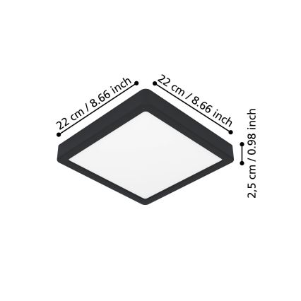 Eglo - LED stropna svjetiljka LED/10,5W/230V 2700/4000/6500K 22x22cm crna
