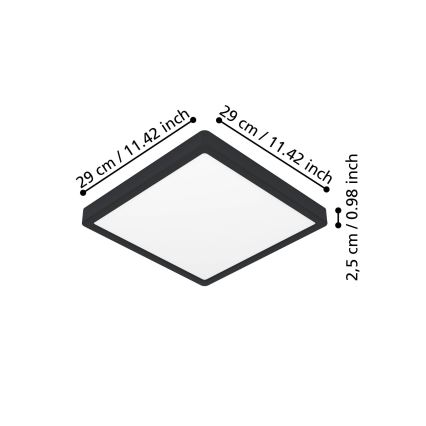 Eglo - LED stropna svjetiljka LED/13W/230V 2700/4000/6500K 29x29cm crna