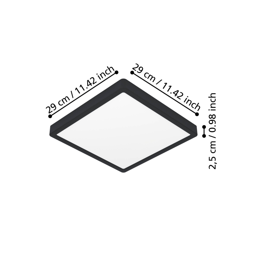 Eglo - LED stropna svjetiljka LED/13W/230V 2700/4000/6500K 29x29cm crna