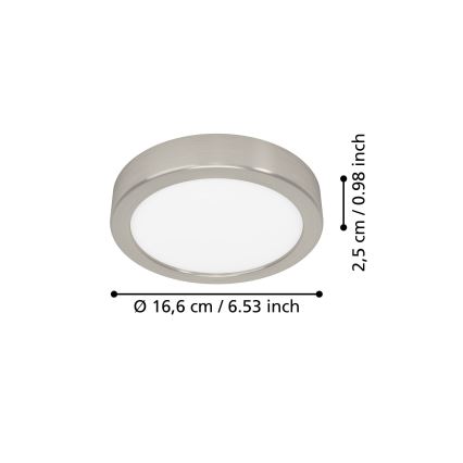 Eglo - LED stropna svjetiljka LED/7,5W/230V 2700/4000/6500K Ø 16,6 cm matni krom