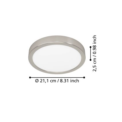 Eglo - LED stropno svjetlo LED/11,5W/230V 2700/4000/6500K Ø 21,1 cm matni krom