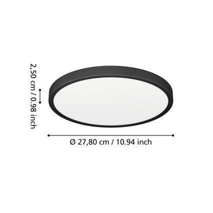 Eglo - LED stropno svjetlo za kupaonicu LED/14,2W/230V 2700/4000/6500K prom. 27,8 cm IP44 crno