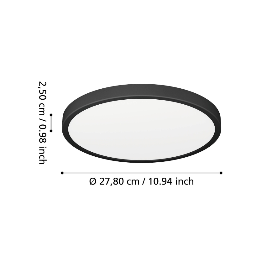 Eglo - LED stropno svjetlo za kupaonicu LED/14,2W/230V 2700/4000/6500K prom. 27,8 cm IP44 crno