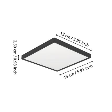 Eglo - LED stropna svjetiljka za kupaonicu LED/7W/230V 2700/4000/6500K 15x15 cm IP44 crna