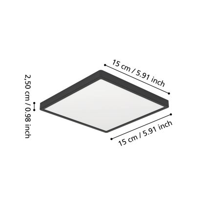 Eglo - LED stropna svjetiljka za kupaonicu LED/7W/230V 15x15 cm IP44 crna