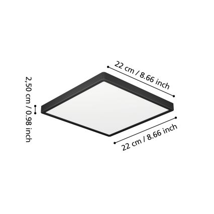 Eglo - LED kupaonsko stropno svjetlo LED/10,5W/230V 22x22 cm IP44 crno
