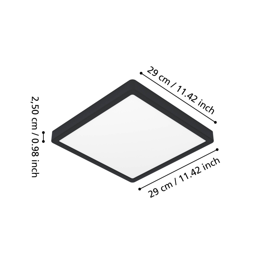 Eglo - LED stropno svjetlo za kupaonicu LED/13W/230V 2700/4000/6500K 29x29 cm IP44 crno