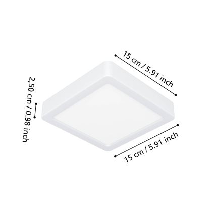 Eglo - LED stropno svjetlo za kupaonicu LED/7W/230V 2700/4000/6500K 15x15 cm IP44 bijela