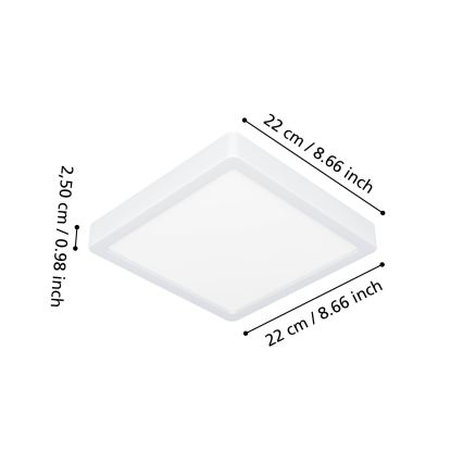 Eglo - LED stropno svjetlo za kupaonicu LED/10,5W/230V 2700/4000/6500K 22x22 cm IP44 bijelo