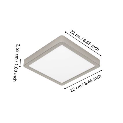 Eglo - LED RGBW prigušivo kupaonsko stropno svjetlo LED/10,5W/230V 2700-6500K 22x22 cm IP44 matirani krom