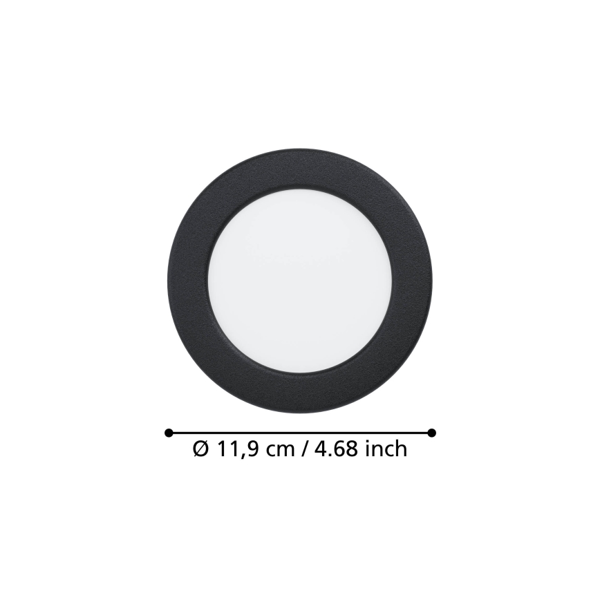 Eglo - LED ugradna stropna svjetiljka LED/6,3W/230V 2700/4000/6500K Ø 11,9 cm crna