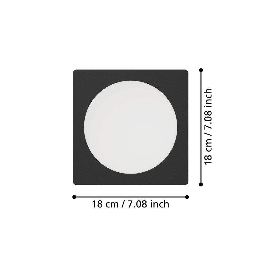 Eglo - Ugradna LED stropna svjetiljka LED/10,5W/230V 2700/4000/6500K 16,6x16,6 cm crna