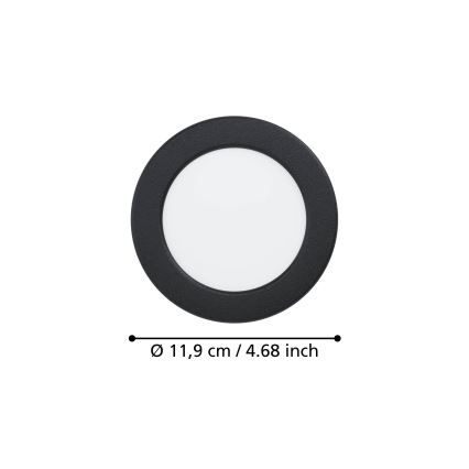 Eglo - LED kupaonsko ugradno stropno svjetlo LED/6,3W/230V 2700/4000/6500K Ø 11,9 cm IP44 crno