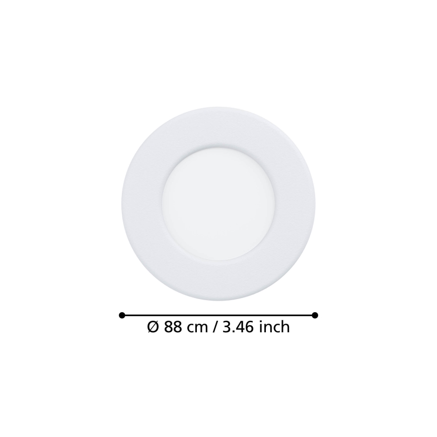 Eglo - LED ugradno stropno svjetlo za kupaonicu, 3,7 W, 230 V, 2700/4000/6500 K, Ø 8,8 cm, IP44, bijela