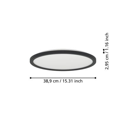 Eglo - LED Stropna svjetiljka za kupaonicu LED/18,5W/230V 2700K/4000K/6500K pr. 38,9 cm IP44 crna